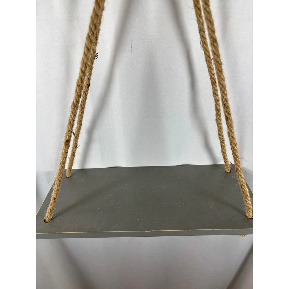 Hobby Lobby Rustic Gray Wood Hanging‎ Rope Wall Shelf 15.75in 1645340
